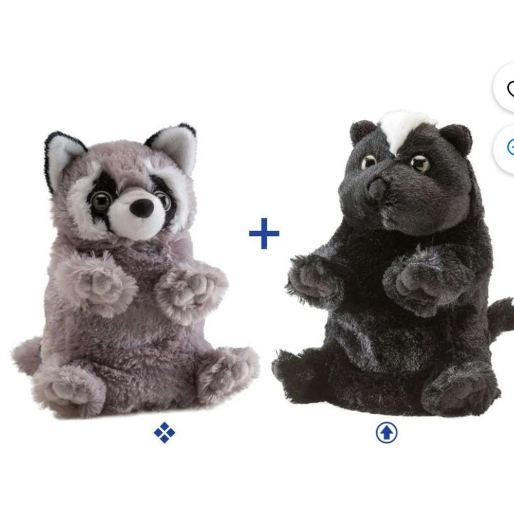 Wild Republic SWITCH-A-ROO Racoon/Skunk Black & Grey Plush 2 In 1
